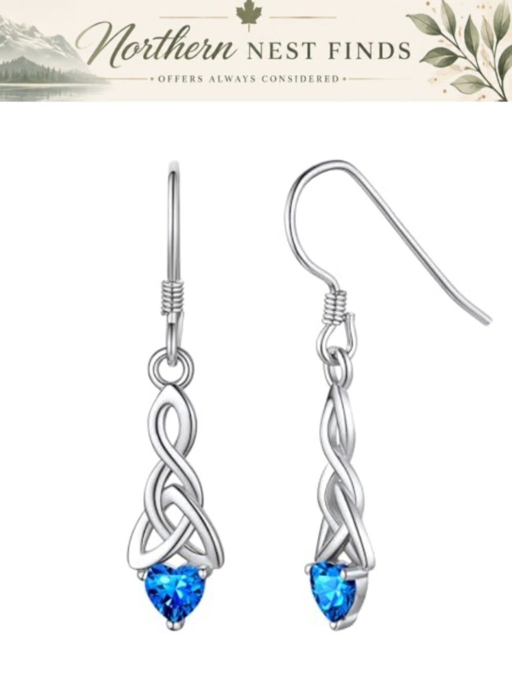 Sterling Silver Celtic Knot Dangle Hook Earrings Hypoallergenic Gift
